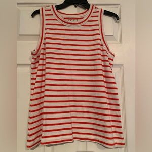 LOFT sleeveless shirt. Red and white striped